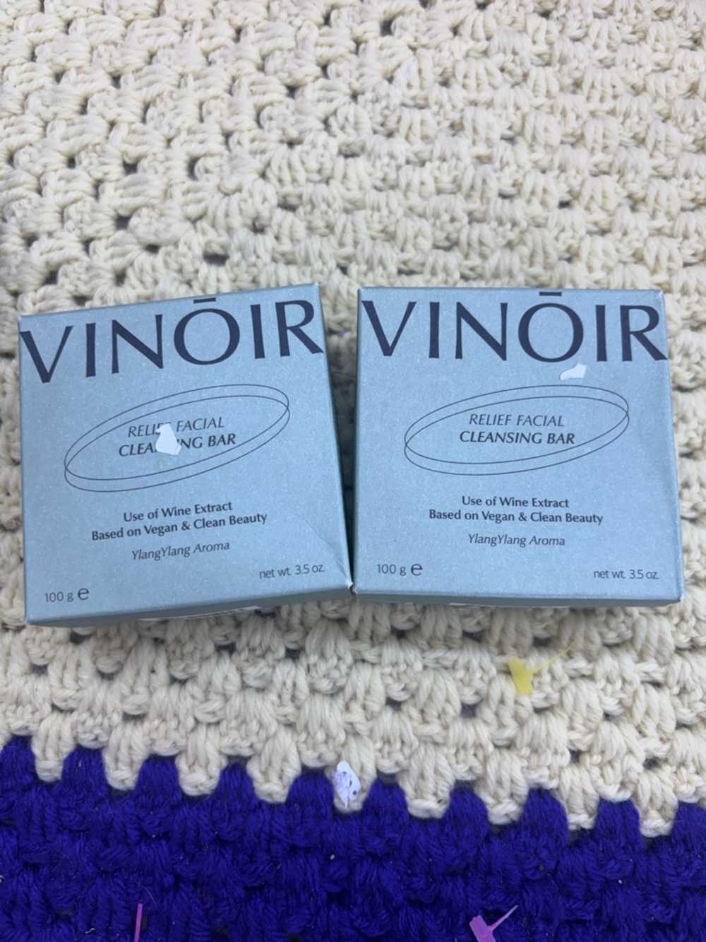 Vinoir lot of 2 relief facial cleansing bars 3.5oz each ylang ylang wine extract